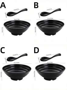 PP Japanese Ramen Bowl, High Quality Wavy Large Capacity Food Bowl, Food Safety Focused, Durable And Unbreakable, Suitable For Home, Restaurant, Food Store, Can Hold Rice And Hot Food, Applicable For Halloween, Christmas, Easter, Thanksgiving, Mother's Day, Valentine's Day And All Seasons - Black - View 2