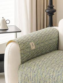 1pc Linen Texture Anti-Pet Slip Sofa Pad, Minimalist Style With Label Decoration, All-Season Machine Washable Sofa Protector Cover - Multiple Styles - View 5