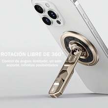 Soporte Magnético para Celular con Anillo, Fabricado en Aleación de Aluminio, 360 ° , con Botón de Alivio de Presión, para uso en la Oficina y Hogar, Compatible con Teléfonos /Android(Dorado) - Dorado - Ver 5