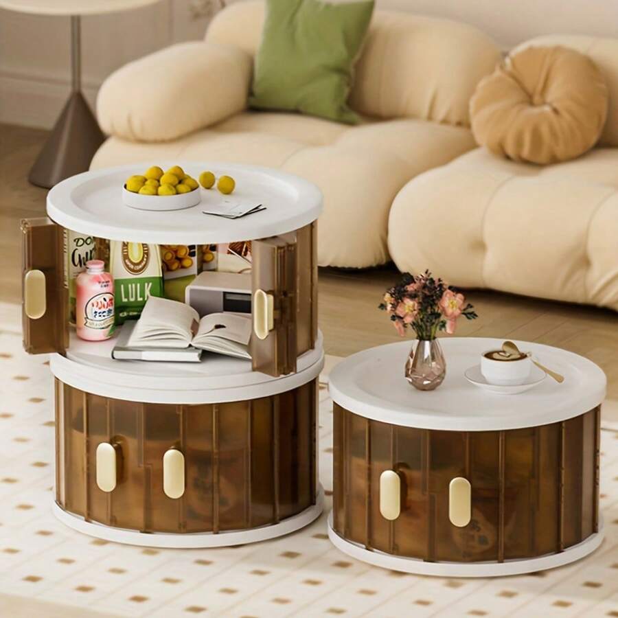Caja de almacenamiento redonda para el hogar - Caja organizadora para la mesa de café, el alféizar de la ventana, los juguetes y los aperitivos - 1PC - Ver 1