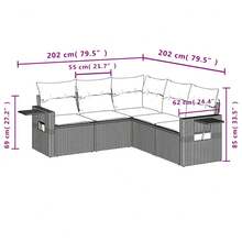 vidaXL Salon de jardin avec coussins 5 pcs marron résine tressée - A - Voir 8