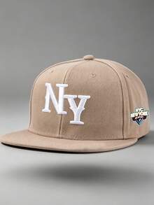 1 Pc ManEmbroidered NY Flat Brim Baseball Cap Adjustable Suitable For Spring And Autumn Travel Beach Vacation - Multicolor - View 7
