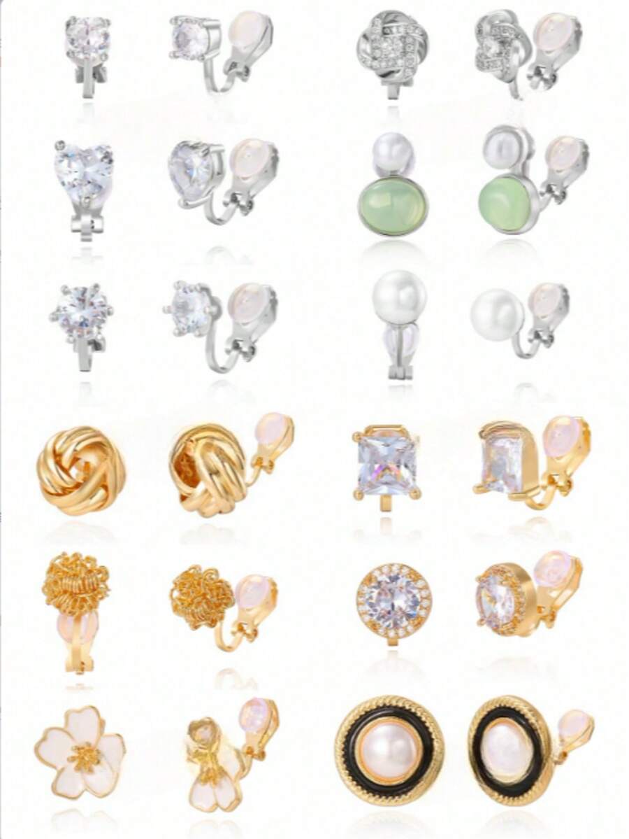 Set Anting Jepit Minimalis Modis untuk Wanita, Tidak Perlu Tindik, Perhiasan Anting yang Menawan, Aksesori Harian yang Ideal - set klip telinga - View 1