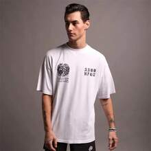 DARCSPORT American-Style  Retro T-Shirt For Couples, Men's Top, Pure Cotton Loose-Fit Round-Neck T-Shirt - trắng - Xem 7