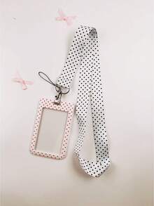 1pc Polka Dot Pattern Fashionable Personalized Retractable Card Holder, Whale Shark Print Keychain Pendant Bag Charm, Student ID Bus Card Protective Sleeve, Suitable For Office Workers And Students Daily Use - Rectangle - View 6
