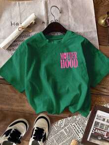 Women's T-Shirt, Short-Sleeved Graphic Tee, Casual Street Style, Cute Summer Top - 綠色 4 - 查看 2