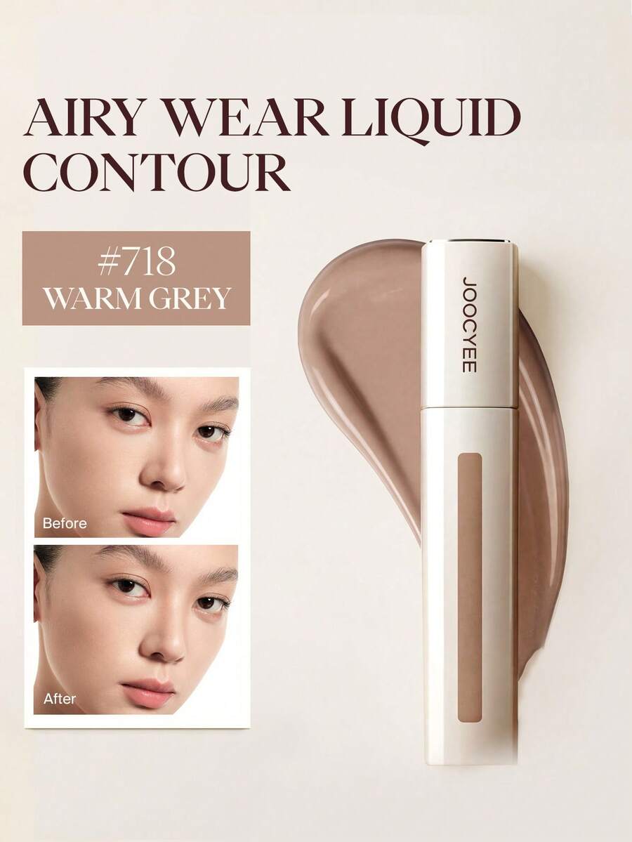 JOOCYEE Airy Wear Contorno líquido, maquillaje para esculpir el rostro para sombreado, iluminación y contorneado - #718 Gris cálido - Ver 1