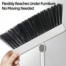 3‑In‑1 Broom And Dustpan Set With Comb Teeth, Rotatable Broom & Floor Squeegee, Long Handle Stainless Steel Cleaning Tool, Space‑Saving Vertical Storage, Pet Hair Remover For Home Kitchen Office Tile Hardwood Floors - A - View 6