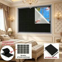 1pc DIY Blackout Curtain, Self-Adhesive No Drilling Installation, Easy To Cut To Fit Various Window Shapes And Sizes, Removable And Reusable, Suitable For Bedroom, Room And Dormitory Windows - Black Blackout Fabric - View 26