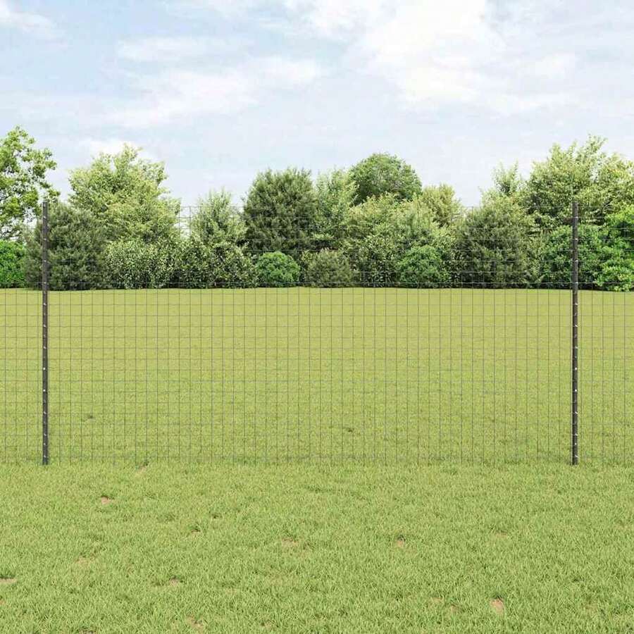 vidaXL Clôture avec poteau Gris - A - Voir 1