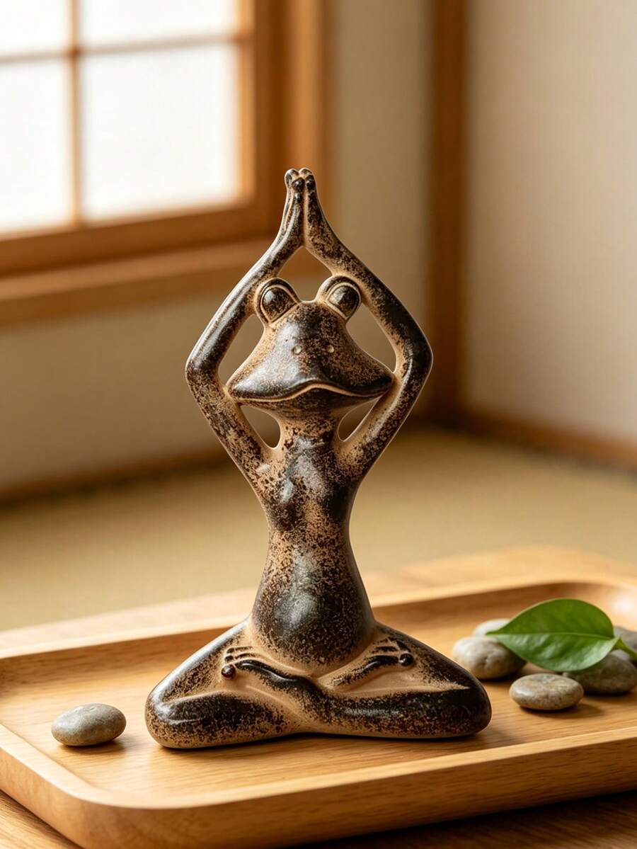 瑜珈青蛙雕像 - 禪修冥想小雕像,小型樹脂動物雕刻,適用於居家、辦公室、瑜珈室與書桌裝飾,適合瑜珈愛好者的靈性禮物,客廳、臥室與花園的寧靜波西米亞風格裝飾,美學正念擺飾 - 1PC - 查看 1