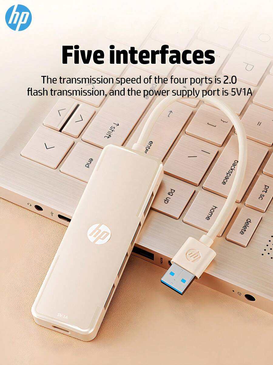 HP USB-C 集线器，带 Type-C 充电适配器、2.0 分线器，兼容苹果笔记本电脑，支持 4K 投影、PD 充电，4 合 1 扩展集线器（提供黑色、白色、米色、银色） - 查看 1