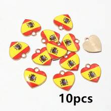 10件 15x16mm 琺瑯國家國旗心形吊墜DIY珠寶製作配件，適用於項鍊耳環，禮物創意 - 國旗 - 查看 19
