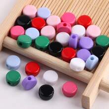 8mm Solid Color Acrylic Flat Round Large Hole Beads, DIY Jewelry & Craft Accessories For Bracelets, Earrings - Multicolor - View 3