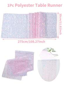 1件裝粉色美人魚亮片桌旗，派對桌布，桌布，生日桌旗，生日派對用品，嬰兒洗禮裝飾，婚禮裝飾用品，新娘洗禮，女孩生日禮物，派對贈品，1歲生日，嬰兒洗禮，性別揭曉派對，居家生日裝飾，房間裝飾，廚房桌布，美人魚主題派對裝飾 - 粉色 - 查看 7
