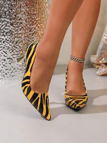 Nuevos tacones de mujer de punta fina, tacón medio, cómodos, sin fatiga, de moda y versátiles - Amarillo - Ver 3