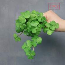 2pcs Artificial Maidenhair Fern And Clover Plant Set, For Wall Decor, Soft Mini Bouquet, Handmade Fake Ivy Leaves, Suitable For Garden, Desktop Bonsai, Home, Shop And Office Decoration - Multicolor - View 13