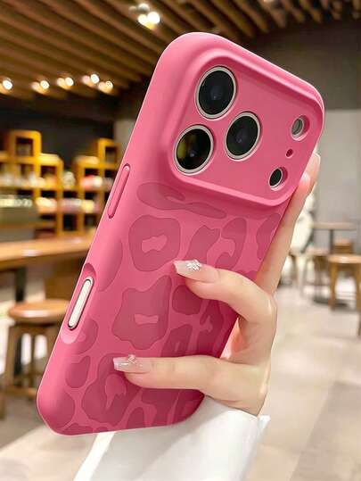 Funda de teléfono con estampado de leopardo fucsia de moda compatible con iPhone 17 Pro Max/17 Pro/17/16 Pro Max/16/16 Pro/15/15 Pro Max/15 Pro/11/12/13/14 Pro Max/12 Pro/12 Pro Max/13 Pro/13 Pro Max/14 Pro/14 Pro Max/16 Plus/15 Plus/14 Plus, funda protectora suave con cobertura completa y anti-caídas, minimalista y creativa