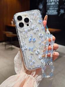 Ốp lưng điện thoại trong suốt họa tiết hoa bướm màu xanh dương Ins Style, tương thích với iPhone 16 Pro Max, XS, 11, 12, 12 Mini, 13, 14, 15, 16, 16 Pro Max, 15 Pro, 13 Pro Max, 17, 17 Air, 17 Pro Max, 12 Pro Max và các dòng máy A54 5G, A52, A14, A15, A12, S22, S21, A33 5G, Galaxy A50, S24, S23, Galaxy S10 5G, A32 5G, Galaxy A55 5G, S10, Galaxy S23 Ultra, A53 5G, A05, S25, Galaxy A24 4G, v.v. Kèm dây đeo hình bướm thời trang. - Màu xanh lam - Xem 2