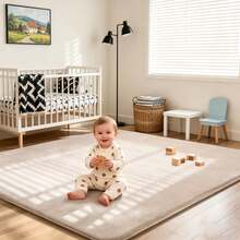 Sour Lemon Dicke Krabbelmatte für Babys, 150 x 200 x 3 cm, Schaumstofffüllung, Spielmatte fürs Kinderzimmer, Krabbeldecke, Baby, rutschfeste Unterseite und weicher Kurzflor, pflegeleicht, Kinderteppich, Beige - Beige - Übersicht 2