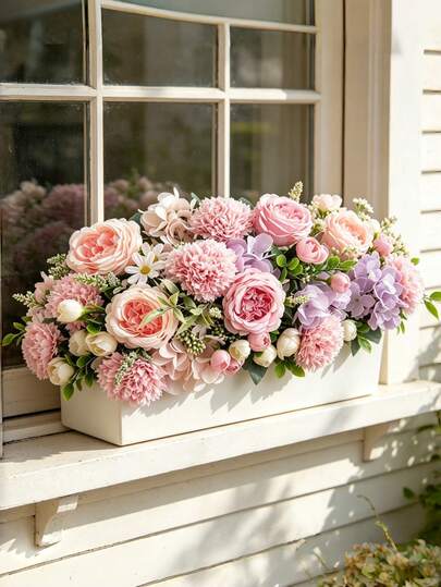 2pcs Artificial Peony, Hydrangea And Chrysanthemum Flower Bouquet, Lifelike Fake Flowers, Bridal Bouquet, Home/Office Decor, Floral Arrangement, Outdoor Wedding, Birthday Party And Bridal Shower Decoration