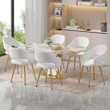 VECELO Velvet Dining Chairs Set Of 6,Upholstered High-End Tufted Dining Room Chair,Living Room Chairs Upholstered Side Chair With Golden Metal Legs For Dining Room Kitchen Vanity Living Room - White - View 12