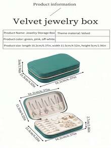 1pc Velvet Jewelry Box With Zipper, Large Capacity Jewelry Storage Box With 2 Removable Dividers, Earrings Rings Bracelets Necklaces Accessories Display Case, Ideal Gift For Girlfriend, Friend, Girl, Mother's Day - Multicolor - View 11