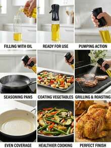 1pc Olive Oil Spray Bottle For Cooking, 1pc Lightweight PP Oil Mist Sprayer Suitable For Air Fryer, Baking And Salad, Refillable Spray Dispenser For Low-Fat Healthy Diet, Portable Cooking Accessory (Random Color) - PP Material Spray Bottle - View 8