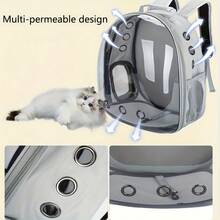 Mochila rígida con cremallera para mascotas, diseño de cápsula transparente portátil adecuado para gatos y mascotas pequeñas - Multicolor - Ver 3