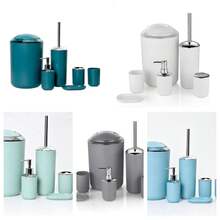 Modern 6-Piece Bathroom Storage Set, Complete Matte Bathroom Accessory Set, Includes Soap Dispenser, Toilet Brush Holder And Trash Can, Suitable For Rental Apartments, Dorms And Guest Bathrooms - Bathroom Toiletries Set - View 4
