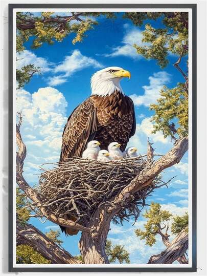 1pc Animal Theme Diamond Painting Art Kit, Suitable For Living Room Decor - Mother's Day & Home Gift, Wall Decor, Elegant Art Piece, Intricate Embroidery, Sparkling Diamonds, Decorative Art, Craft Hobby