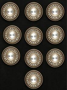 10pcs Round Metal Rhinestone Buttons, Multi-Color & Size, Double-Layer Crystal Decor Buttons Suitable For Jackets, Suits, Wedding Dresses - Multicolor - View 18