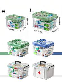 Waterproof Multi-Layer Medicine Storage Box Portable Family Emergency Organizer Family Emergency Organizer Large Capacity Double Layer Transparent PVC Medicine Organizer Box Carrying Case For Home Outdoors Back To School Essential Accessories - Multicolor - View 11