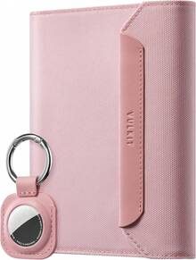 Funda Pasaporte con Porte Airtag Desmontable, Porta Pasaporte y Tarjetas de Cuero Vegano para Viajes, Negro - Negro - Ver 10