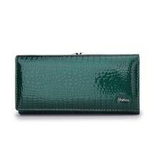 Women's Full Genuine Leather Wallet, Patent Leather Pattern, High-End Feel, Large Capacity Clutch Bag - Green - View 12