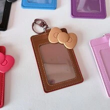 Bow Design PU Photocard Holder, Cute Idol ID Card Case With Detachable Keychain - Color - View 22