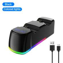 Base de carga de doble controlador, estación de carga rápida, con luz indicadora LED y luz ambiental RGB, función de protección contra sobrecarga, adecuada para el controlador de juegos P4, soporte de carga portátil, accesorio de juego - Ver 13