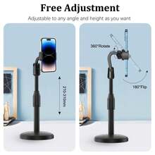 Adjustable Height & Angle Phone Stand, Desktop Phone Holder, Universal For 3.5" To 6.7" Smartphones, Suitable For Home, Office, Work, Leisure, Video Calls, Live Streaming, Stable Base, Easy To Use - Multicolor - View 6