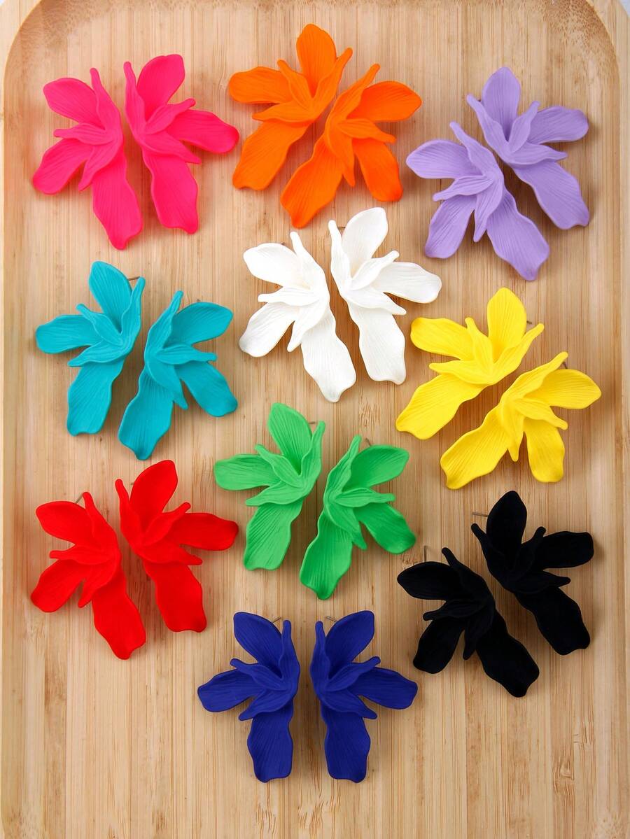 Betykuku 10 Pairs Colorful Floral Stud Earrings Set, Vacation & Casual - flowers - View 1