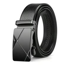 Đồng hồ nam thời trang tự động, chất liệu PU, kiểu dáng công sở cổ điển, màu đen trơn, phổ biến. - màu đen - Xem 4