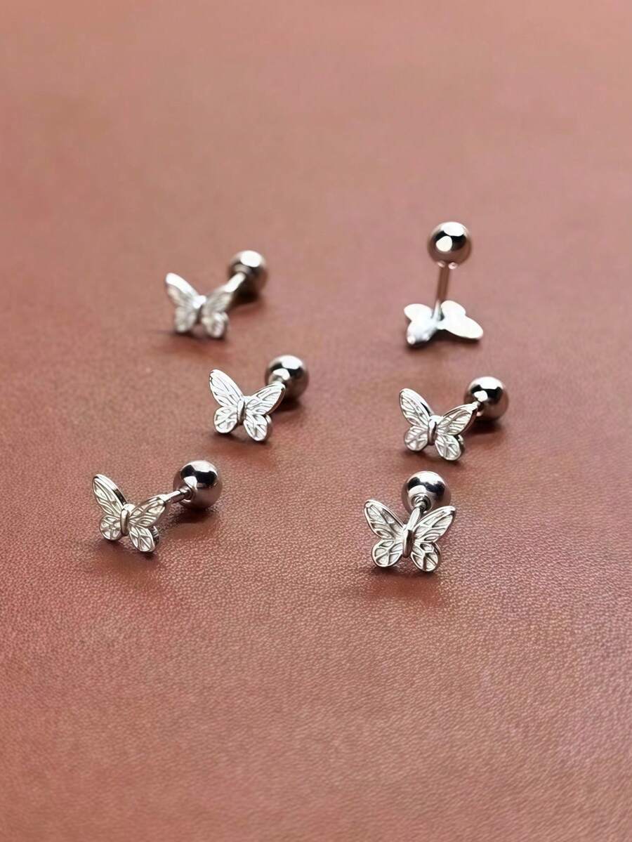 镂空蝴蝶耳夹，女士旋入式防脱落耳环，时尚清新小巧百搭旋入式耳环，可佩戴睡觉无需摘下