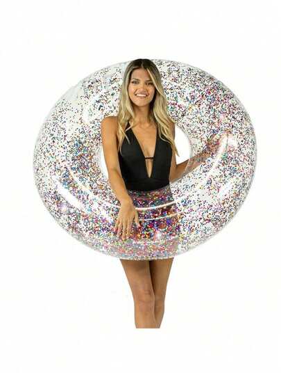 Aro inflable transparente y lindo para nadar, diseño portátil y grueso, aro de flotación para adultos, equipo de deportes acuáticos, accesorio para fiestas en la playa, regalo perfecto para relajarse en la piscina o vacaciones de verano, esencial para la playa