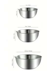 1pc/3pcs Stainless Steel Mixing Bowl With Measurement Markings, Metallic Brushed Finish, Microwave , Round Vegetable Themed Bowl, Suitable For Kitchen Prep And Storage, Great For Grilling And Outdoor Cooking - View 14