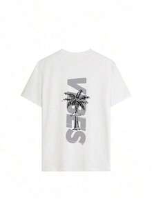 TopsWomen's Minimalist Coconut Tree Slogan Print Casual Round Neck Short Sleeve T-Shirt, Simple & Versatile, Suitable For Daily & Holiday Wear. Graphi - 白色 - 查看 5