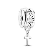 1 Peça Conta com Clipe Banhada a Prata, Botão Coração da Sorte, Dragão, Cruz, Estrela-do-Mar e Estrela, Charm para Pulseira e Colar, Contas para Fabrico de Joias DIY, Acessório Básico - Prata - Ver 12