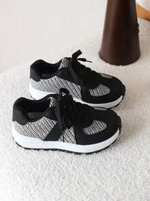 1 Pair Girls' Sports Shoes, Children's Casual Soft-Sole Sneakers, New Spring/Autumn Design - Black - View 6