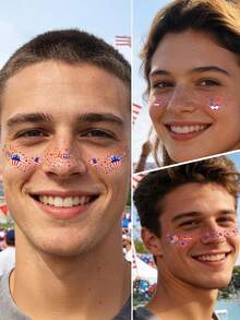 6pcs American Independence 250th Anniversary Face Tattoos, Red White Blue Party Favors - Multicolor - View 2