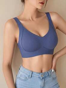 DAZY Áo ngực có thể điều chỉnh độ che phủ toàn diện, nâng đỡ và hỗ trợ không gọng cho vòng một lớn, thu nhỏ phần dưới ngực, cỡ lớn - Màu xanh lam - Xem 6