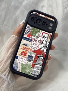 NR100 ジャパン ロック画面アート,対応するPixel 10 9 8 Pro 9A 8A ケース、対応するiPhone17 16 15 14 13 12 11 Pro Max 7 8 16 15 14 Plus 16e 17e 17 Air ケース、フルカメラ保護ソフト TPU ケース、キャンディカラーエンジェルアイラダーマットシリコン肌に優しいタッチフォンケースカバー（女性＆女の子向け） - ブラック - チェックする 6
