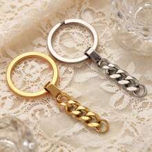 2 Pieces 304 Stainless Steel Flat Open Key Rings With Extension Curb Chain, Heavy Duty Non Tarnish Keychain Connectors DIY Craft Key Making Accessories For Bag Charm Keys Organization - Keychain - View 5